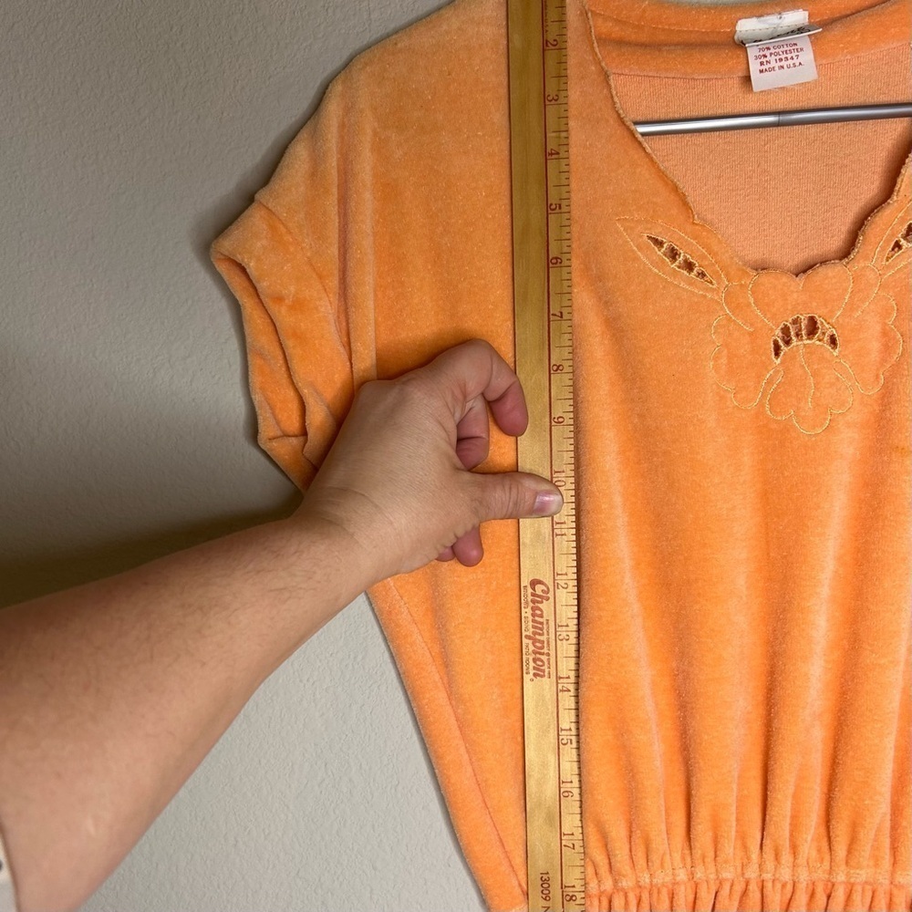 ILGWU Vintage 1970s Orange Velour Dress Ladies Garment Worker Union Collector - Picture 14 of 16